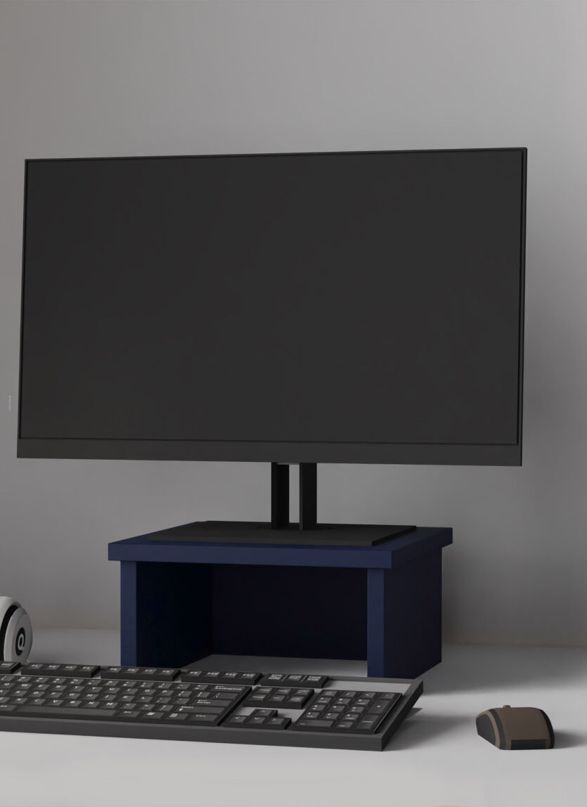 Podstawka półka nadstawka pod monitor na biurko granatowa Tobo